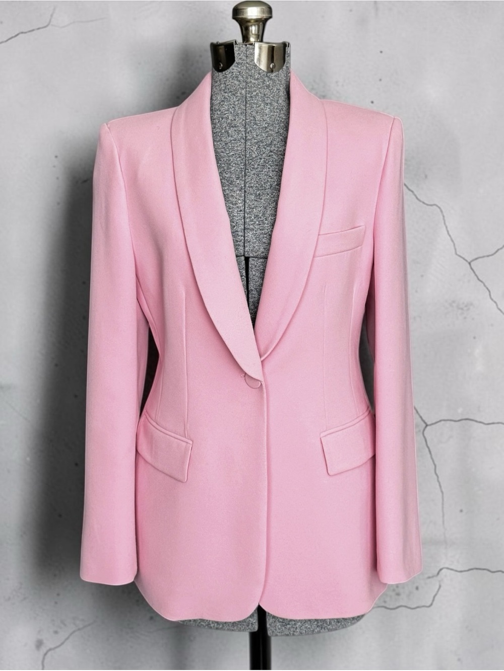 ZARA Pink Tailored Shawl Collar Longline Blazer Size M